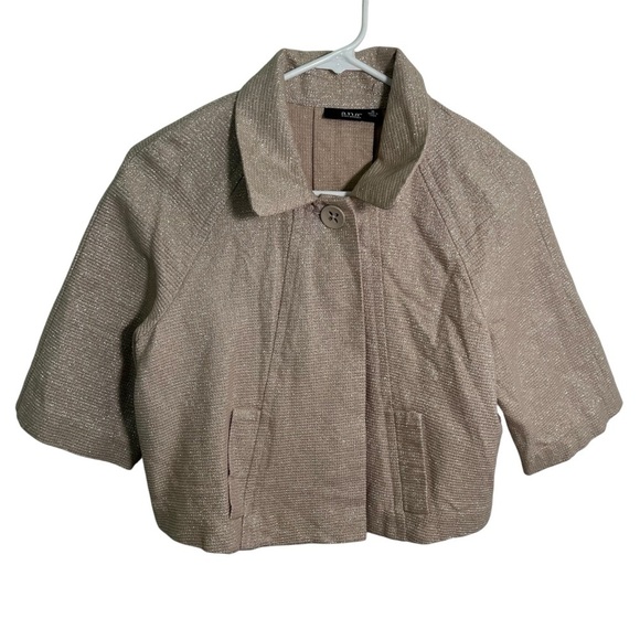A.n.a. One Button Blazer Beige Silver Metallic M - Picture 1 of 8